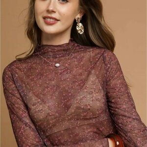 Floral Sheer Top - Purple